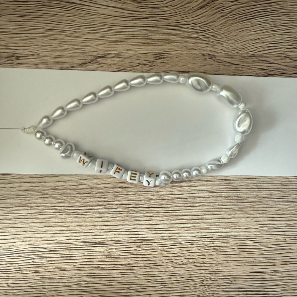 White Pearl 'WIFEY' cell phone charm